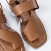 Sandale joase dama Piele Naturala Cogniac cu barete late Minimal picture - 4