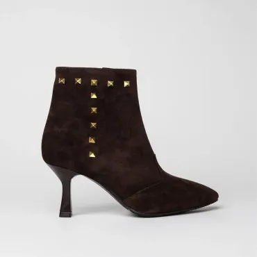 Botine elegante Piele Naturala Maro ciocolata Ivy Velour Éclaté
