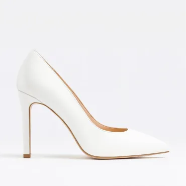 Pantofi stiletto Piele Naturala Trend Albi