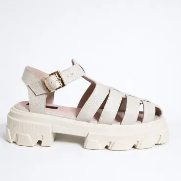 Sandale Casual Piele Naturala Bej Meta