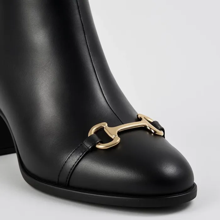 Ghete Piele Naturala Negre Lizy picture - 2