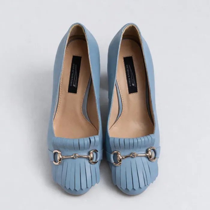 Pantofi dama Piele Naturala Blue cu accesorii Tasha picture - 5