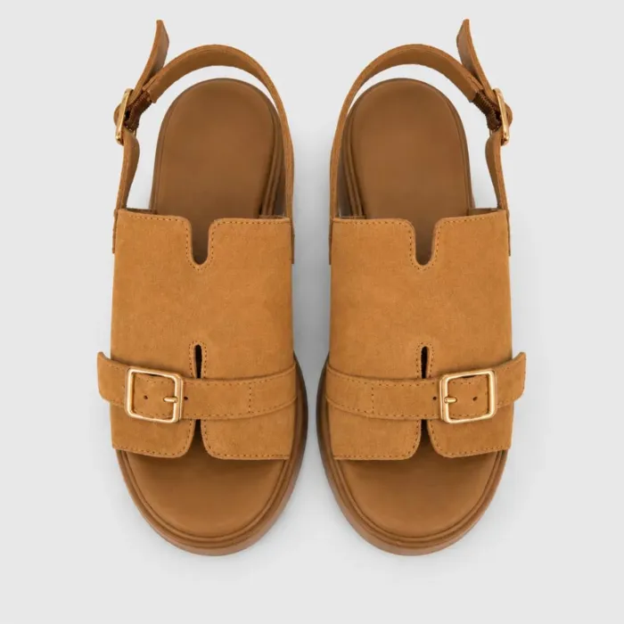 Sandale dama cu talpa platforma Piele Naturala Camel Tami picture - 3