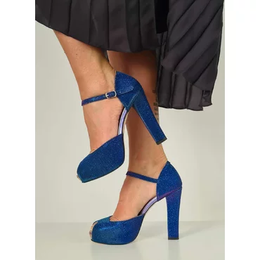 Sandale cu platou albastru cu irizatii Bright