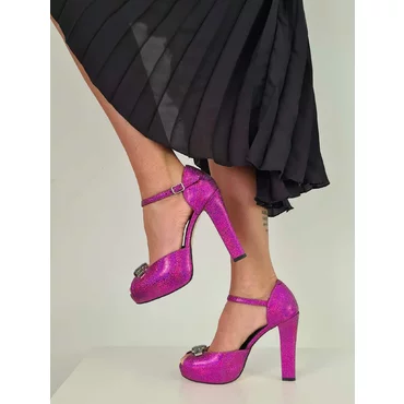 Sandale cu platou Piele Naturala fuxia Bright