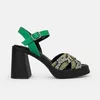 Sandale dama cu platforma si toc gros Piele Naturala Negre cu Verde Vanta picture - 3
