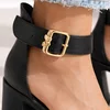 Sandale dama cu platforma si toc gros Piele Naturala Negre Midnight picture - 3