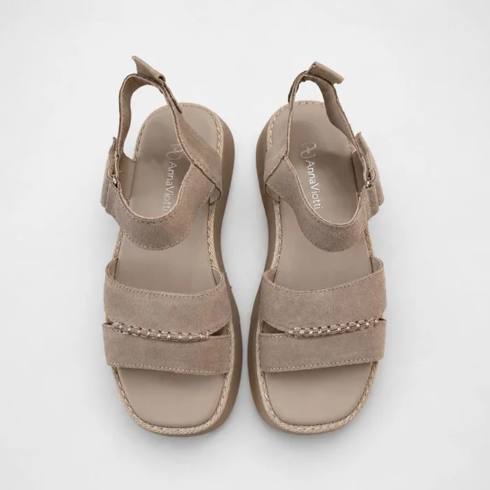 Sandale dama cu talpa platforma Piele Naturala Taupe Dune picture - 3