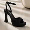 Sandale dama elegante cu platou Negre cu strasuri Desert picture - 1