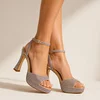 Sandale dama elegante cu platou Roz cu strasuri Desert picture - 1