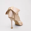 Sandale dama elegante din satin Nude cu funda Evelia picture - 6