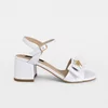 Sandale dama elegante Piele Naturala Albe cu funda Bela picture - 3