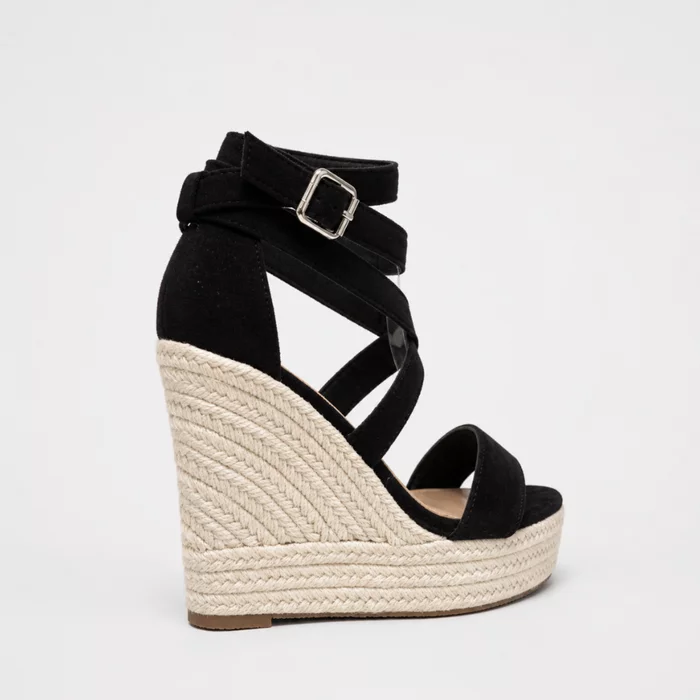 Sandale dama Espadrile cu Platforma si barete incrucisate Negre Solara picture - 4
