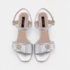 Sandale dama Piele Naturala Argintie toc comod cu fundita Bela picture - 2