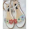Sandale de dama din piele naturala alba Fany Best cu flori