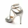 Sandale de ocazie argintii din glitter Lucie