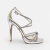 Sandale elegante cu platou argintii cu barete si strasuri Afrodita picture - 2