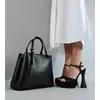 Sandale elegante cu platou saten negru Imala