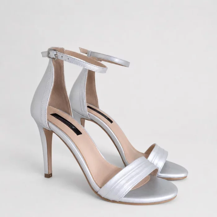 Sandale elegante de dama din  Piele Naturala Argintie Volare picture - 2