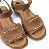 Sandale joase dama Piele Naturala Bej caramel cu accente aurii Soft picture - 3