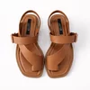 Sandale joase dama Piele Naturala Cogniac cu barete late Minimal picture - 5