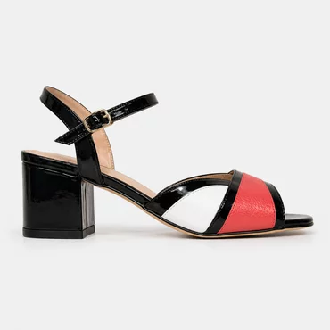 Sandale piele corai cu negru Afi