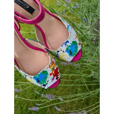 Sandale Piele Naturala imprimeu color Mada