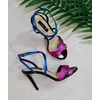 Sandale Piele Naturala neagra cu fuxia Adina