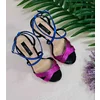 Sandale Piele Naturala neagra cu fuxia Adina