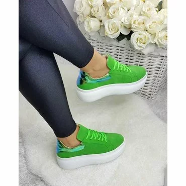 Sneakers din piele naturala verde Roxy 6016