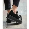 Sneakers platform din piele naturala neagra si imprimeu Basta