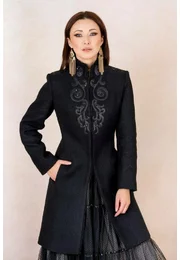 Palton din lana virgina negru