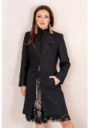 palton negru din lana virgina