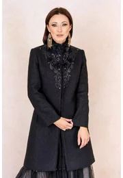 Palton negru din lana virgina elegant