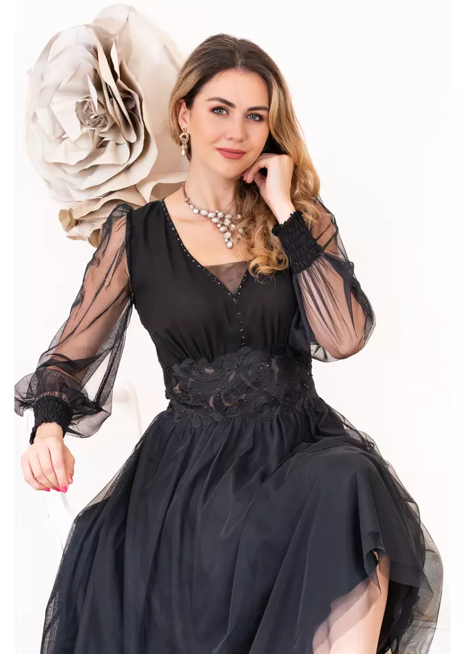 Rochie de ocazie cu dantela si tulle