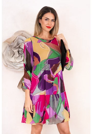 Rochie in A cu print abstract