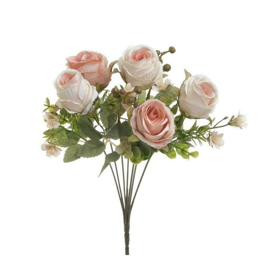 Buchet trandafiri artificiali, Plastic, Roz, Roses image4