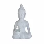 Buddha Suport lumanare, Ciment, Alb