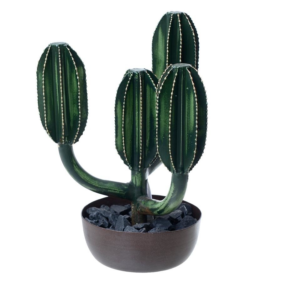 Nesy Floare artificiala cactus ghiveci mediu, Metal, Verde iedera.ro
