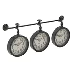Ceas perete cu 3 cadrane, Metal, Negru, Industrial
