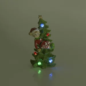 Decoratiune cu led, Polirasina, Verde, Tree