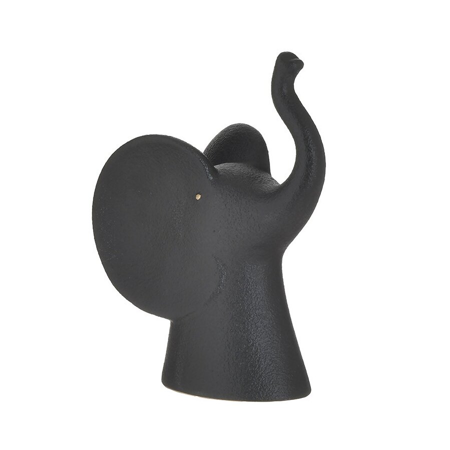 Decoratiune elefant, Ceramica, Negru, Trunk image6