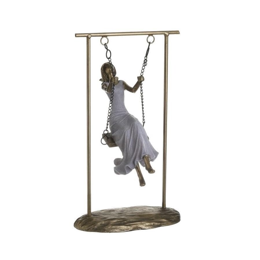 Decoratiune femeie, Polirasina, Auriu, Figure on Swing