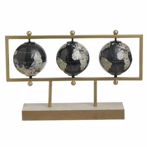 Decoratiune globuri pamantesti, Lemn, Auriu, Planet Earth