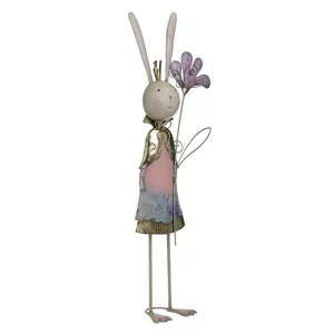 Decoratiune gradina iepure, Metal, Multicolor, Bunny Lady