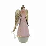 Decoratiune inger mediu cu led, Metal, Roz, Deco Angel
