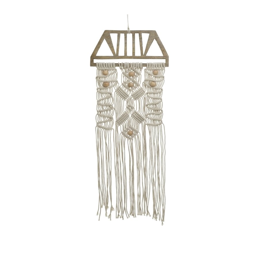 Decoratiune perete macrame, Textil, Bej, Train