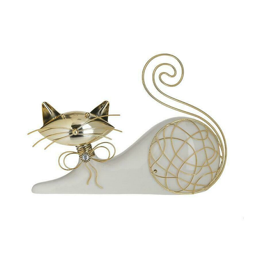 Decoratiune pisica, Ceramica, Alb, Kitty-Kat iedera.ro