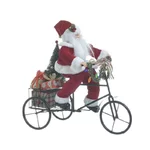 Mos Craciun decorativ, Textil, Rosu, Santa's Bike