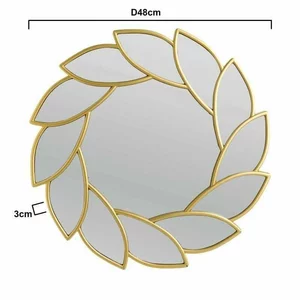 Oglinda perete, Sticla, Auriu, Golden Leaf